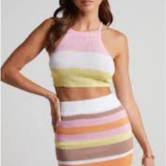 NWOT Fotever 21 multicolored striped stretchy skirt - Picture 7 of 7